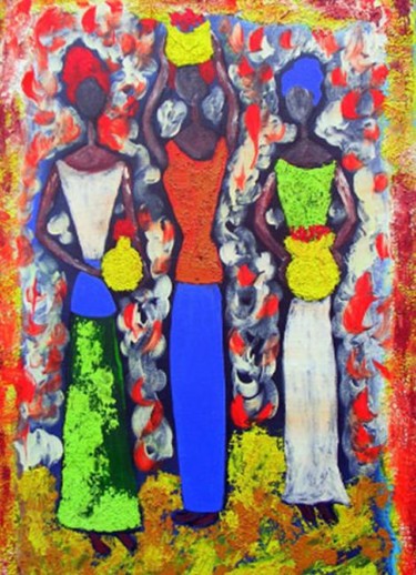 Pintura titulada ""Africanas"" por Rosa Maria Maldonado Guerrero "Azul", Obra de arte original, Oleo