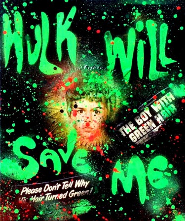 Schilderij getiteld "HULK WILL SAVE ME" door Rose-Agathe Steiner, Origineel Kunstwerk, Acryl