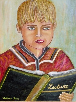 Peinture intitulée "la lecture de morgan" par Rose Calvino, Œuvre d'art originale