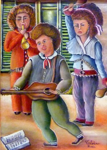 Peinture intitulée "Troubadours nicois" par Rose Calvino, Œuvre d'art originale