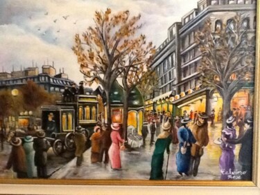Peinture intitulée "Paris 1900 (place h…" par Rose Calvino, Œuvre d'art originale