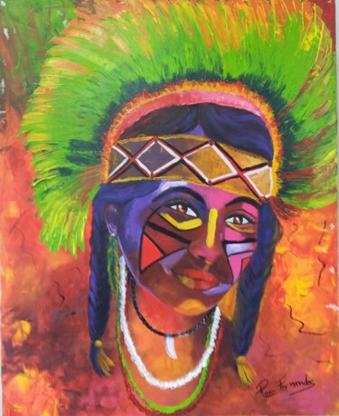 Painting titled "amazônia" by Rose Fernandes, Original Artwork, Acrylic