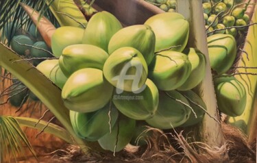 Peinture intitulée "COCOS" par Rose Fernandes, Œuvre d'art originale, Huile Monté sur Châssis en bois