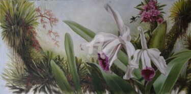 Pintura intitulada "Orquideas" por Rose Fernandes, Obras de arte originais, Óleo