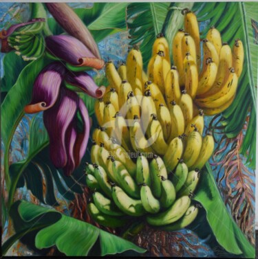Ζωγραφική με τίτλο "bananas" από Rose Fernandes, Αυθεντικά έργα τέχνης, Λάδι