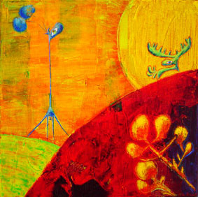 Peinture intitulée "Pleine-de-lune" par Rose Gicquiaud, Œuvre d'art originale