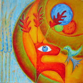Peinture intitulée "sept-lunes-pour-un-…" par Rose Gicquiaud, Œuvre d'art originale