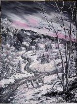 Painting titled "PETIT VILLAGE D'AUT…" by Rose Lévesque, Original Artwork