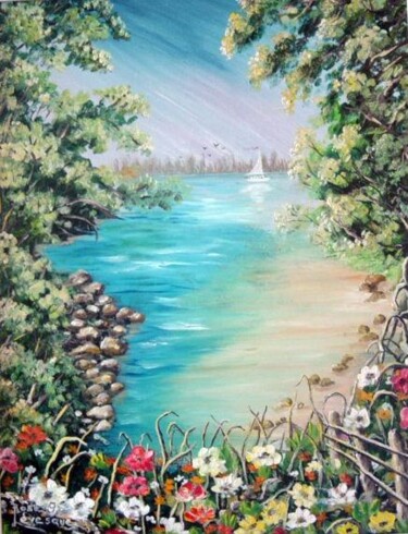 Painting titled "Vue sur la rivière" by Rose Lévesque, Original Artwork