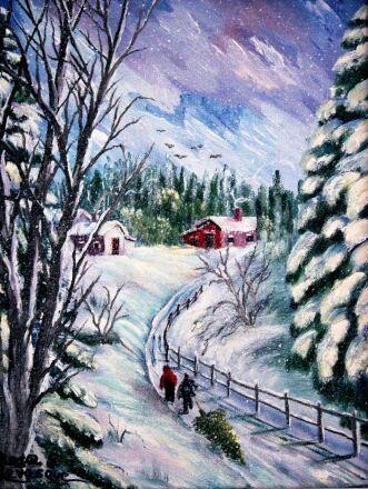 Painting titled "Vive la neige" by Rose Lévesque, Original Artwork