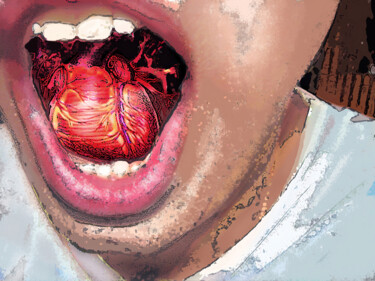 Digital Arts titled "Heart's Whisper: A…" by Rose Marinelli, Original Artwork, Digital Painting