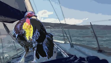 Digitale Kunst getiteld "Avian Satire: Bush…" door Rose Marinelli, Origineel Kunstwerk, 2D Digital Work