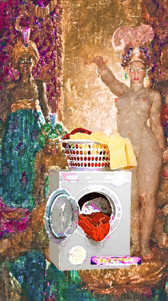 Цифровое искусство под названием "Drying Laundry - Wh…" - Rose Marinelli, Подлинное произведение искусства, 2D Цифровая Рабо…