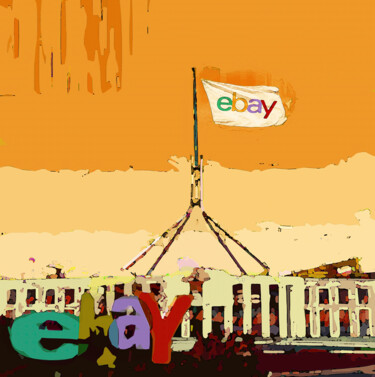 Arte digital titulada "Flying eBay Flag -…" por Rose Marinelli, Obra de arte original, Trabajo Digital 2D