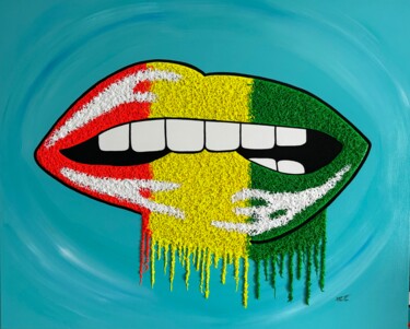 Painting titled "Holiday Smile" by Rose Mary Vallas, Original Artwork, Acrylic Mounted on Wood Stretcher frame