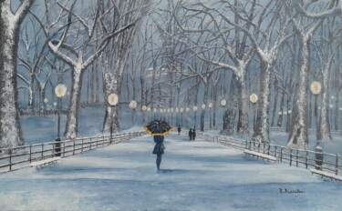 Painting titled "Central Park en déc…" by Rose Passalboni Giudicelli, Original Artwork, Acrylic