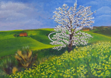 Pintura intitulada "Primavera in Toscana" por Rose Passalboni Giudicelli, Obras de arte originais, Acrílico