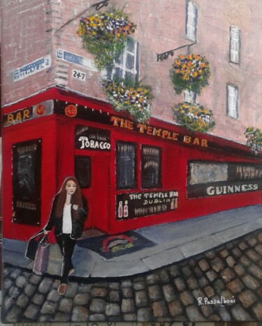 Painting titled "THE TEMPLE BAR" by Rose Passalboni Giudicelli, Original Artwork, Acrylic