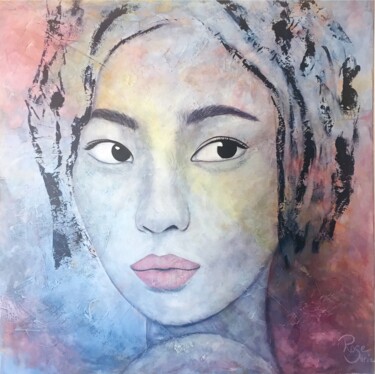 Painting titled "Fantaisie chinoise" by Rose Soria, Original Artwork, Acrylic Mounted on Wood Stretcher frame