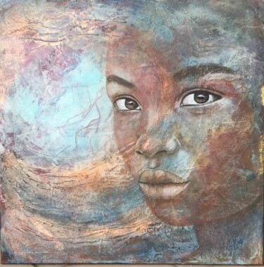 Painting titled "L'enfant de Jupiter" by Rose Soria, Original Artwork, Acrylic Mounted on Wood Stretcher frame