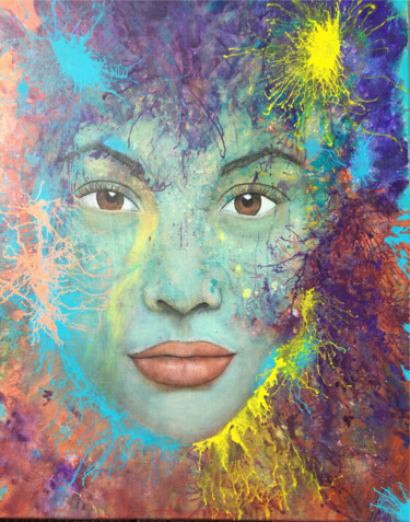 Painting titled "INNER LIGHT" by Rose Soria, Original Artwork, Acrylic Mounted on Wood Stretcher frame