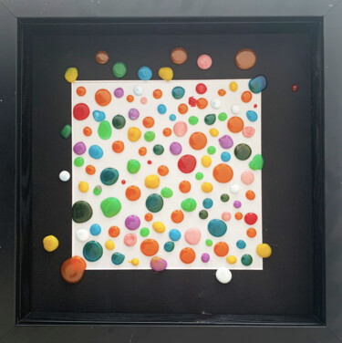 Pintura intitulada "Dots" por Rose, Obras de arte originais, Tinta spray Montado em Painel de madeira