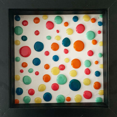 Painting titled "Color Dots" by Rose, Original Artwork, Acrylic Mounted on Wood Panel