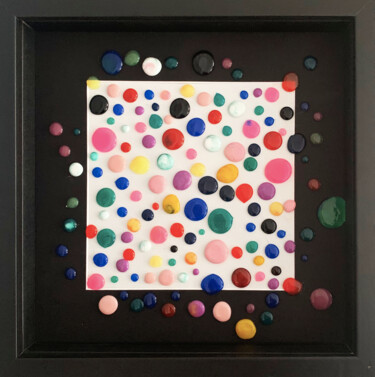 Картина под названием "Fun Dots" - Rose, Подлинное произведение искусства, Акрил Установлен на Деревянная панель
