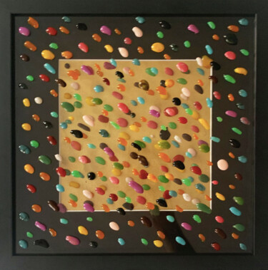 Painting titled "Color Rain" by Rose, Original Artwork, Acrylic Mounted on Wood Panel
