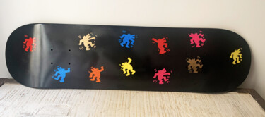 "Skate Keith Haring" başlıklı Heykel Rose tarafından, Orijinal sanat, Ahşap