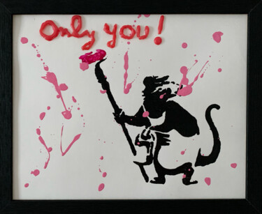 Рисунок под названием "Rat City" - Rose, Подлинное произведение искусства, Акрил Установлен на Деревянная рама для носилок