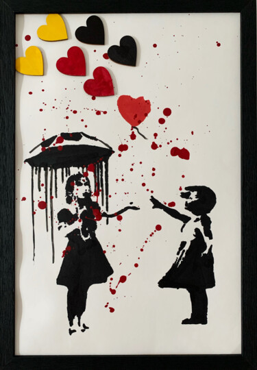 Рисунок под названием "Rainning" - Rose, Подлинное произведение искусства, Акрил