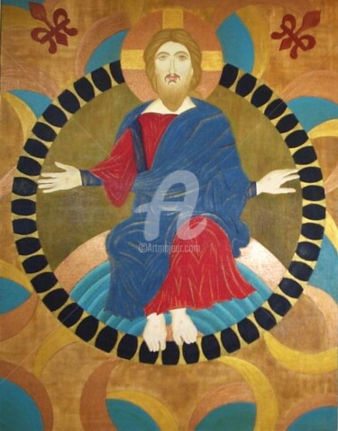 Peinture intitulée "Jesus Ressuscitado" par Rose Canazzaro, Œuvre d'art originale, Huile