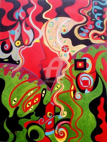 Pintura titulada "O Segredo Dos Segre…" por Rose Canazzaro, Obra de arte original, Oleo Montado en Bastidor de camilla de ma…