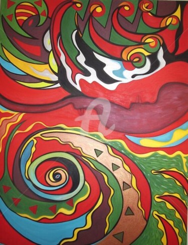 Картина под названием "Louco Amor" - Rose Canazzaro, Подлинное произведение искусства, Масло