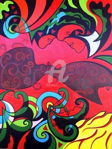 Peinture intitulée "EXPLOSÃO VOLUPTUOSA…" par Rose Canazzaro, Œuvre d'art originale, Huile