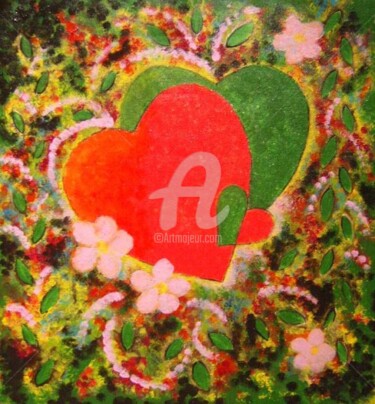 Painting titled "FIORE...CUORE...!!…" by Rose Canazzaro, Original Artwork, Oil