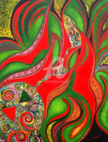 Картина под названием "FASCINAÇÃO" - Rose Canazzaro, Подлинное произведение искусства, Масло Установлен на Деревянная рама д…