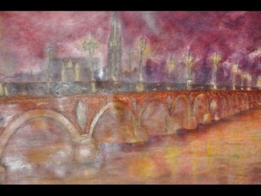 Peinture intitulée "Le pont de pierre d…" par Rosedingue, Œuvre d'art originale