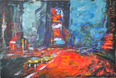 Peinture intitulée "New York by night" par Rosedingue, Œuvre d'art originale, Huile