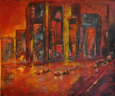 Painting titled "La City" by Rosedingue, Original Artwork, Oil