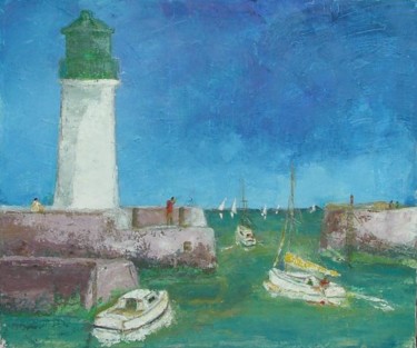 Peinture intitulée "Port Joinville Ile…" par Rosedingue, Œuvre d'art originale
