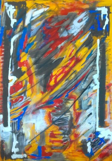 Painting titled "Cores em Abstrato" by Roseli Franco, Original Artwork, Acrylic