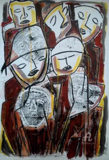 Painting titled "Figuras Urbanas" by Roseli Franco, Original Artwork, Pastel