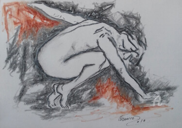 Pintura intitulada "Sansão" por Roseli Franco, Obras de arte originais, Carvão