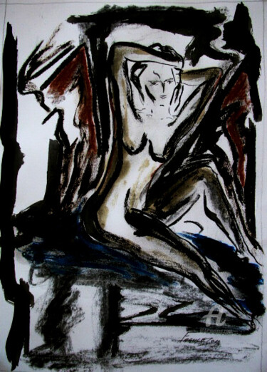 Painting titled "Betsabá" by Roseli Franco, Original Artwork, Charcoal