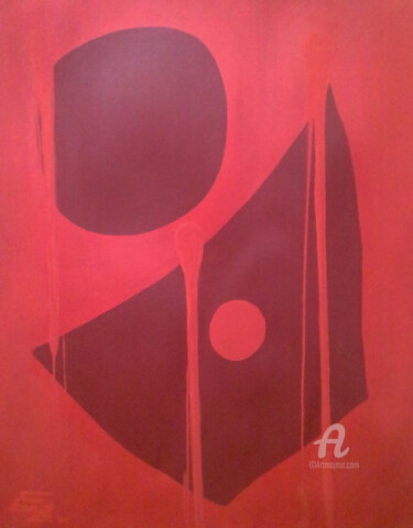 Painting titled "Red Composition" by Roseli Franco, Original Artwork, Acrylic