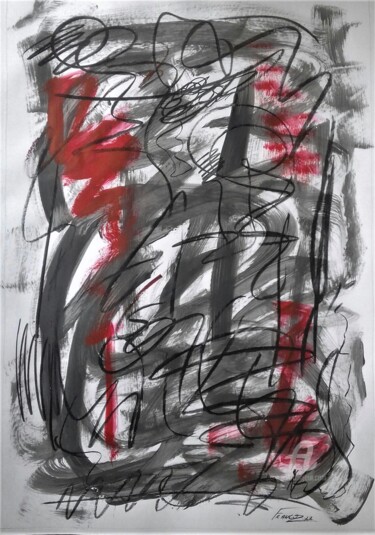 Картина под названием "Convergência" - Roseli Franco, Подлинное произведение искусства, Древесный уголь