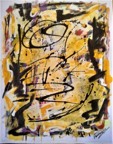 Painting titled "Linhas Abstratas (…" by Roseli Franco, Original Artwork, Acrylic