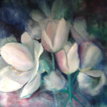 Peinture intitulée "Les tulipes au prin…" par Roseline Chesserond, Œuvre d'art originale
